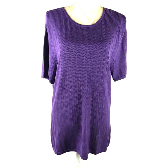 Talbot's Women's Short Sleeve Open Weave Sweater Size Medium Purple Silk blend - Picture 1 of 7